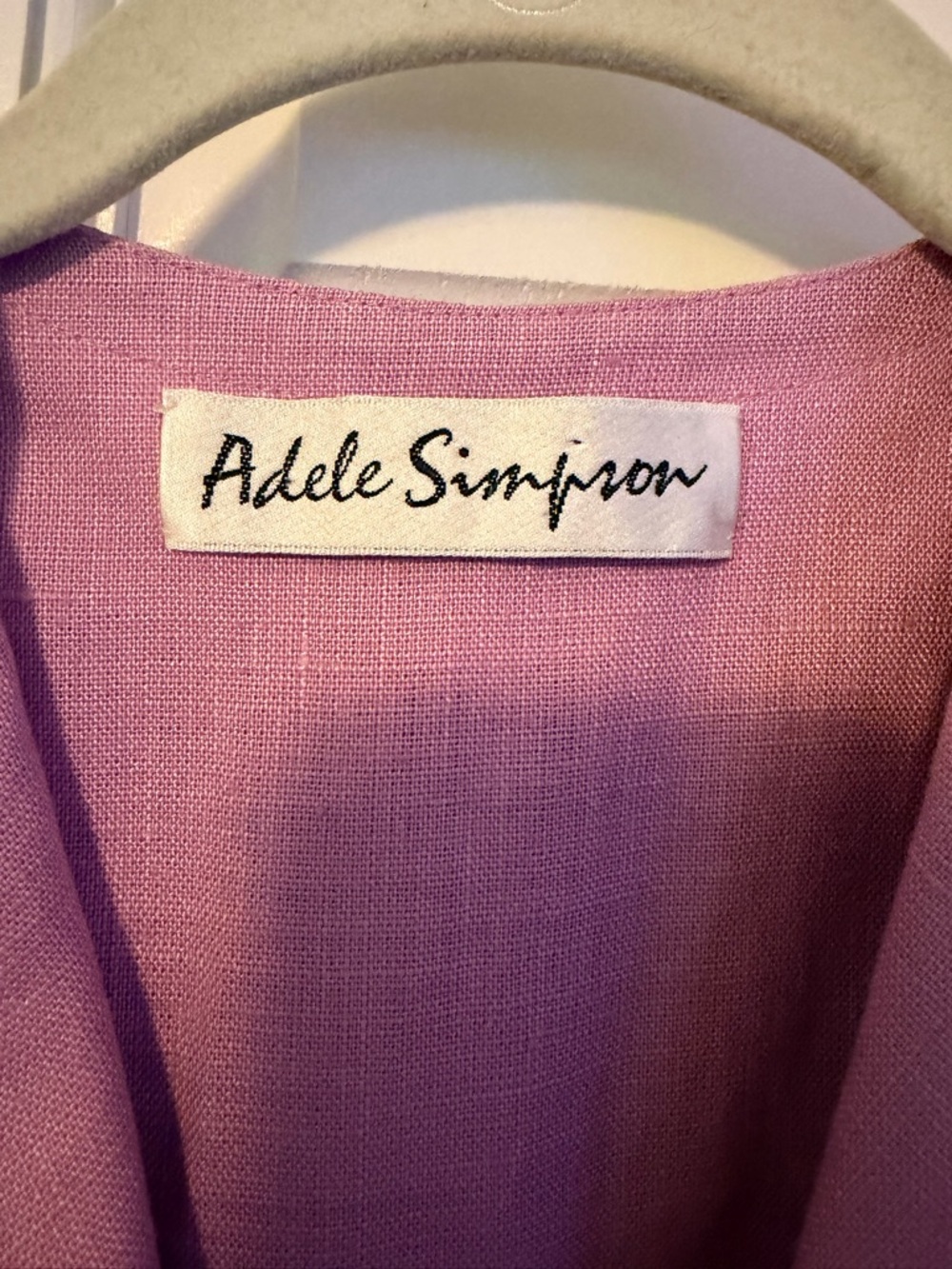 Vintage Adele Simpson Linen Dress Size 10 Pink Midi Tailored Short Sleeve - Picture 6 of 7